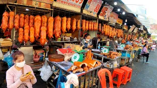 Massive Roasted Pigs Selling at Orussey Market in Phnom Penh | Cambodian Street Food Tour