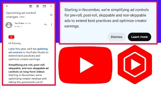 Upcoming ad control changes || YouTube email new update 2023 || Yt Studio notification 2023