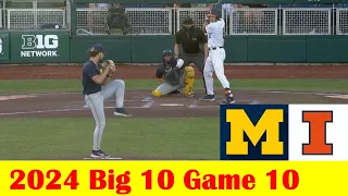 Michigan vs Illinois Baseball Highlights, 2024 Big 10 Tournament Game 10