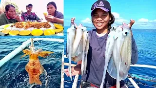 JACKPOT HUGE AND FRESH SQUID // CATCH ,COOK & SELL #fishing #squid #yummy