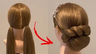 เกล้าผมง่ายๆ | Simple and Easy hairstyle  | Cute Hair style girls for prom and Wedding guests party