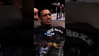 Charles Oliveira reacts to his title fight against Michael Chandler
