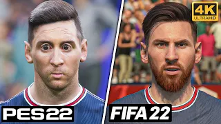 FIFA 22 vs eFootball 2022 - Paris Saint-Germain (PSG) Player Faces Comparison (4K)