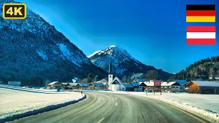 ❄️🇩🇪🇦🇹 Driving through the Snowy Alps from Germany to the frozen lake Plansee in Austria #winter #4k