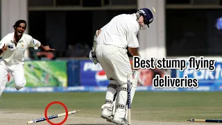12 stumps flying deliveries in cricket/stump flying delivery cricket highlights @ICCSportsPK
