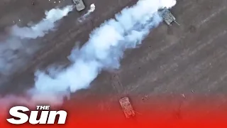 Ukrainian drones bombard Russian soldiers and blow up tanks