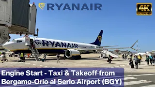 [4K] Ryanair | Boeing 737 MAX 8-200 | Powerful Takeoff form Bergamo - Orio al Serio Airport