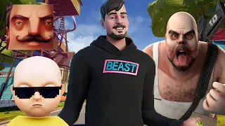 Hello Neighbor - My New Neighbor The Baby In Yellow Mr Meat 2 MrBeast M&M Red Gameplay Walkthrough