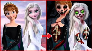 Disney Princess Elsa Anna turned into Zombies 😱🎃|| Horror creepy cartoon || Frozen