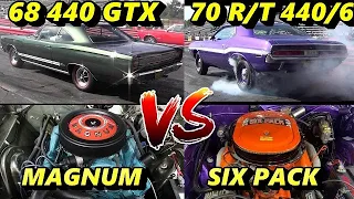 NO STINKIN' ELECTRIC HERE !! 1968 GTX v 1970 Challenger 440 6 Pack-1/4 Mile Drag Race - ROAD TEST TV