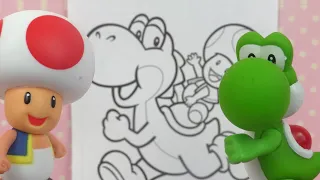 Super Mario Bros Toad et Yoshi |  DIY Personnages en Autocollants et Coloriage