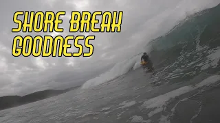 KH: Bank Holiday Day 2. SHOREBREAK BARRELS + SALTY enemas from the OCEAN. Bodyboarding// Surfing.