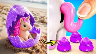 Qu'y a-t-il à l'intérieur de l'œuf de licorne ?! 🦄✨ Cool DIYs et Fidgets