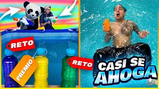 ¡YOLO SE AHOGA EN LA PISCINA! DISPARAMOS A BOTELLAS Y CUMPLIMOS EL RETO QUE CAIGA - Yolo Aventuras