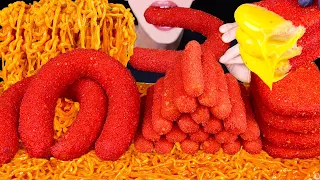 ASMR HOT CHEETOS KIELBASA SAUSAGE CHEESE STICKS HASH BROWNS FIRE NOODLES MUKBANG 소세지 먹방EATING SOUNDS