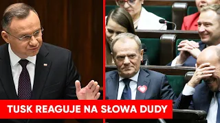 Wybuchnęli śmiechem po słowach Dudy. Tusk aż pokręcił głową