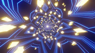 VJ LOOP NEON Golden Blue Metallic Tunnel Abstract Background Video Simple Lines Pattern 4k