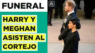 Harry y Meghan hacen aparición en el cortejo fúnebre de la Reina Isabel II