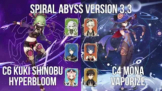 C6 Kuki Shinobu Hyperbloom - C4 Mona Vaporize | 3.3 Spiral Abyss Floor 12 | Genshin Impact