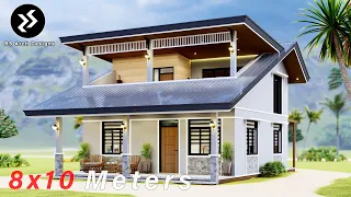 Beautiful Tiny Farmhouse Idea | 3 Bedrooms | 8x10 Meters | Small House Design