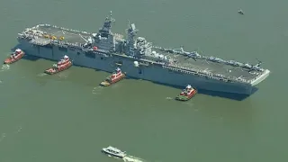 Time-lapse: USS Bataan arrives at Fleet Week New York