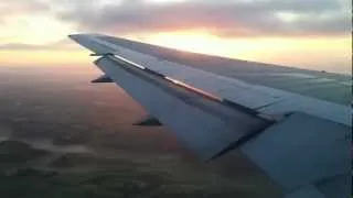 Alitalia Boeing 767-300 landing in Rome Fiumicino Airport in Sunrise