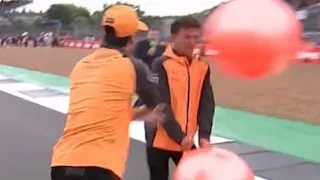 Daniel Ricciardo taking out Lando Norris with a space hopper 😭