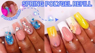 HOW TO: POLYGEL REFILL ON LAZY GIRL NAILS | Yellow Spring Ombré Nail Tutorial
