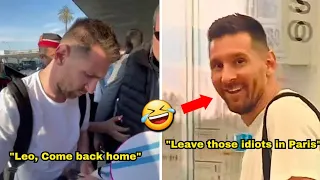 Messi Reaction to Barça Fans shouting Come Back Home and Leave Those Idiots in Paris 🤣