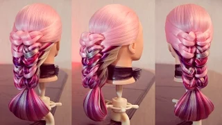 Коса на резинках 3D | Авторские причёски | Лена Роговая | Hairstyles by REM | Copyright ©