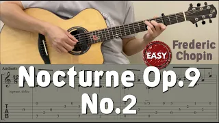Nocturne Op.9 No.2 / Chopin (Easy Guitar) [Notation + TAB]