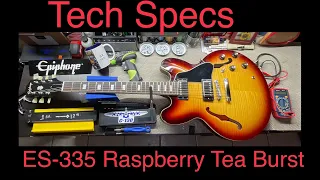 Tech Specs: Epiphone ES-335 Figured Raspberry Tea Burst ￼