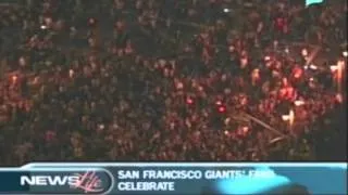 [Champions] - Giants fans celebrate in streets after winning the world series