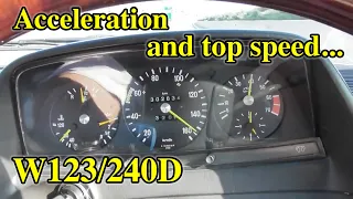 Mercedes W123/240D acceleration 0-100km/h and top speed.