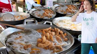 Michelin 2023 - 6 Giant Pan Full process of Crispy Deep Fried Banana | Thai Street Food