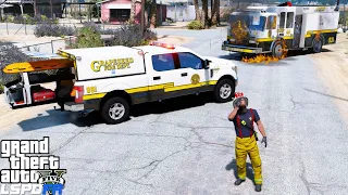 GTA 5 Firefighter Mod Battalion Chief Saves Firetruck That Caught On Fire (LSPDFR Fire Callouts)