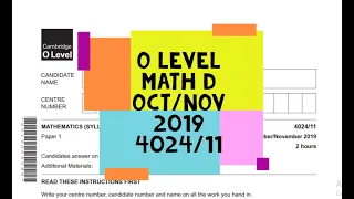 O Level Math D Paper 1 4024/11 Oct/Nov 2019