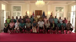 Fiji’s President His Excellency receives the iTatau from the Fiji Men’s 7s deaf team