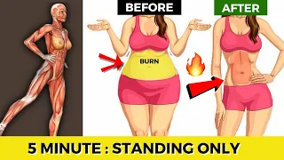 5 Minute Standing Workout 🔥 Lose 2 Inches in 7 Days (BELLY FAT WORKOUT) | Weight Loss In 1 Week