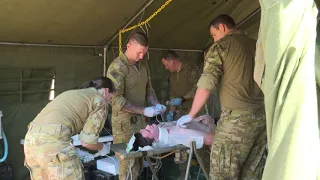 Australian Army Medics, Nurses and Doctors conduct simulated casualty drill