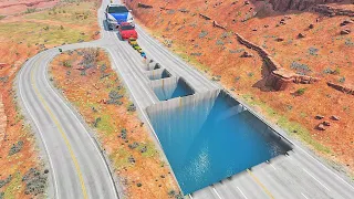 Giant & Small Cars vs Giant Pit – BeamNG.Drive #2