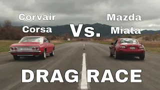 TIM ALLEN'S CORVAIR CORSA Vs. MX5 MIATA | ULTIMATE DRAG RACE