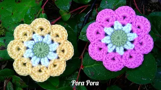 Crochet Flower I Crochet 8 Petals Flower I Crochet Flower Coaster