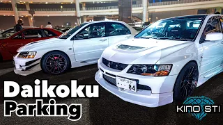 Clean Hakosuka and Mitsubishi EVO gang at Daikoku Parking!!