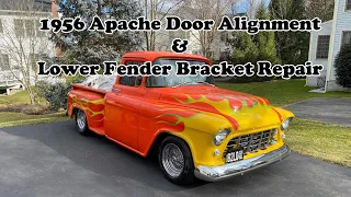 1956 Chevy 3100 door alignment / lower fender mount repair