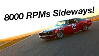 Sideways 8000 RPMs in Original 1969 Boss 302 Mustang of Parnelli Jones