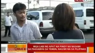 BT: Mga labi ng apat na Pinoy na nasawi sa pagsabog sa Yemen, naiuwi na sa Pilipinas