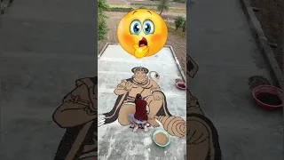 OMG 🤯 लड़के ने बनाया गजब का 3D PANTING🔥Bajarangbali Art 🎨amazing facts #shorts #art #viral