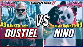 T8 🔥 Dustiel (#3 Ranked Leroy) vs Nino (#1 Ranked Panda) 🔥 Tekken 8 High Level Gameplay