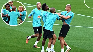 RICHARLISON AND VINICIUS Jr FIGHT IN TRAINING | NEYMAR | BRAZIL TRAINING SESSION | BRAZIL VS JAPAN |